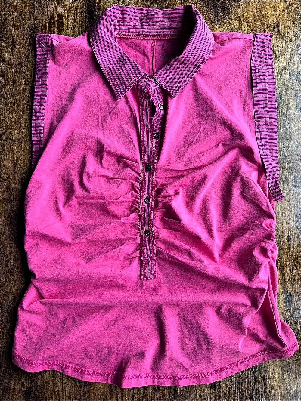 Pilcro Varsity Polo Tank Pink Sleeveless Collared Top Size XL (NWT)
